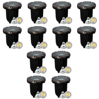 Outdoor Landscape Lighting LED 12V Low Voltage UNB04 4x/8x/12x Package Cast Brass 12V Low Voltage Round LED In-Ground Well Light IP65 Waterproof with MR16 5W 3000K Bulb Natural Brass 12 Pack