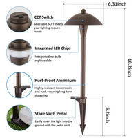 Outdoor Landscape Lighting LED 12V Low Voltage ALPCC10 6-Pack 5W Selectable 5CCT 2200K/2700K/3000K/4000K/5000K LED Landscape Bronze Pathway Light Package, 12V-24V AC/DC Low Voltage Path Lights