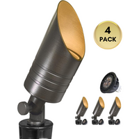 Outdoor Landscape Lighting LED 12V Low Voltage SPBA17 MR16 Brass Spotlight Package 12V AC/DC Low Voltage Outdoor Lighting with 5W 2700K Warm White Bulb 4 Pack with 5W 2700K MR16 Bulb