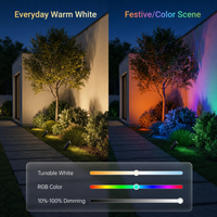 Outdoor Landscape Lighting LED 12V Low Voltage MR16 RGBCW 2700K-5000K Smart Bluetooth 5W 12V Low Voltage LED Bulbs 45° Dimmable Energy Saving Waterproof Light with Antenna and Remote Control