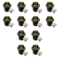 Outdoor Landscape Lighting LED 12V Low Voltage UNB03 4x/8x/12x Package Cast Brass 12V Low Voltage Shielded LED In-ground Well Light IP65 Waterproof with MR16 5W 3000K Bulb 12 Pack Natural Brass