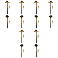 Outdoor Landscape Lighting LED 12V Low Voltage PLB02 Frosted Lens 4x/8x/12x Package Outdoor Garden Pathway Light | 12V Low Voltage Brass Path Light with G4 3W 3000K Bulb Natural Brass 12 Pack