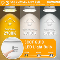 Outdoor Landscape Lighting LED 12V Low Voltage 6-Pack MR16 5W 120V GU10 LED Bulbs 500LM 3CCT 2700K/4000K/6000K Non-Dimmable Energy Saving Light 120 Degree Beam Angle Line Voltage