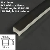 Outdoor Landscape Lighting LED 12V Low Voltage SC01 Black Silicone LED Channel with Flange Recessed Flexible Tube Cover 33ft/10M Roll 15x10mm