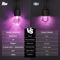 Outdoor Landscape Lighting LED 12V Low Voltage SLR103 LED RGBWIC Smart Bistro Acrylic String Lights Color Changing Outdoor Weatherproof 24V Edison Bulbs