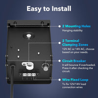 Outdoor Landscape Lighting LED 12V Low Voltage TSPA 60/120/200/300W DC 12V Outputs, Low Voltage Outdoor Plastic Transformer with Photocell and Countdown Timer