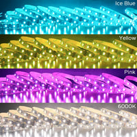 Outdoor Landscape Lighting LED 12V Low Voltage SL12 Bendable Strip Light RGB+6000K Daylight 4-in-1 5050 3.66W/ft 12mm DC12V Low Voltage LED Indoor IP20 UL SMD Tape Light
