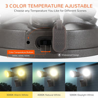 Outdoor Landscape Lighting LED 12V Low Voltage 27.5W Wired Outdoor Brown LED Flood Light, 120V 3CCT 3000K/4000K/5000K Tunable Motion-Sensor Security Light 2500LM, IP65
