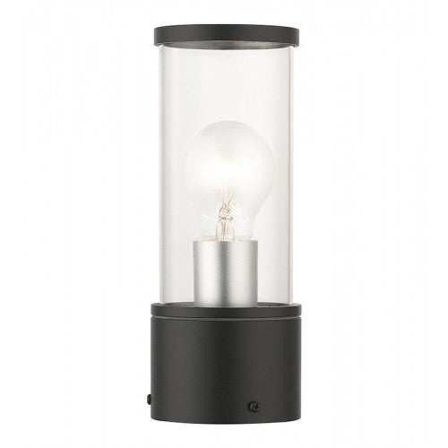 Outdoor Landscape Lighting LED 12V Low Voltage Atlantic Medium Base 1 Light Bulb Socket Outdoor Small Post Top Lantern 9.25" x 3.5" Cast Aluminum and Clear Glass, Textured Black with Antique Silver Finish Accents 120V for Garden, Exterior Post - 71924-14