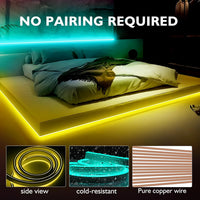 Outdoor Landscape Lighting LED 12V Low Voltage SLNR12 Dotless Neon RGB 5000K 16 Colors and 4 Modes 2.59W/ft LED Strip Light 110V IP65 Outdoor Rated Dimmable High Voltage Silicone Strip Light Screws, Mounting Aluminum Clamps, End Cap, Screws, Remote Control and Power Cable