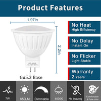 Outdoor Landscape Lighting LED 12V Low Voltage 10-Pack MR16 7W 120V GU5.3 LED Bulbs Dimmable Energy Saving Waterproof Light Line Voltage