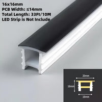 Outdoor Landscape Lighting LED 12V Low Voltage SC01 Black Silicone LED Channel with Flange Recessed Flexible Tube Cover 33ft/10M Roll 16x16mm