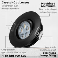 Outdoor Landscape Lighting LED 12V Low Voltage CBA01 2-Pack 2.5W Dimmable 70° Adjustable Swivel RV Recessed Low Voltage DC12V LED Puck Cabinet Light Cast Aluminum Downlighting