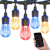 Outdoor Landscape Lighting LED 12V Low Voltage SLR100 LED RGBCWIC Smart Bistro String Lights Color Changing Outdoor Weatherproof 24V Edison Bulbs