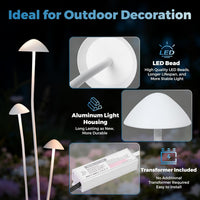Outdoor Landscape Lighting LED 12V Low Voltage ALP70 DC24V Set of 3 White Mushroom Aluminum 3000K Warm White Integrated LED Low Voltage Path Light with Transformer Included