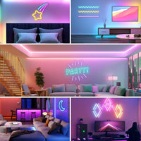 Outdoor Landscape Lighting LED 12V Low Voltage SLNR08 Dotless COB Smart Bluetooth RGB-IC Neon LED Strip Light DC24V IP67 Outdoor Rated Dimmable Low Voltage Silicone Strip Light with Mounting Clips, Screws, Power Adapter and Remote Control