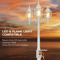 Outdoor Landscape Lighting LED 12V Low Voltage PLH01 Classic Black or White Aluminum 3-Head Post Light 95