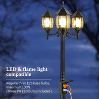 Outdoor Landscape Lighting LED 12V Low Voltage PLH01 Classic Black or White Aluminum 3-Head Post Light 95