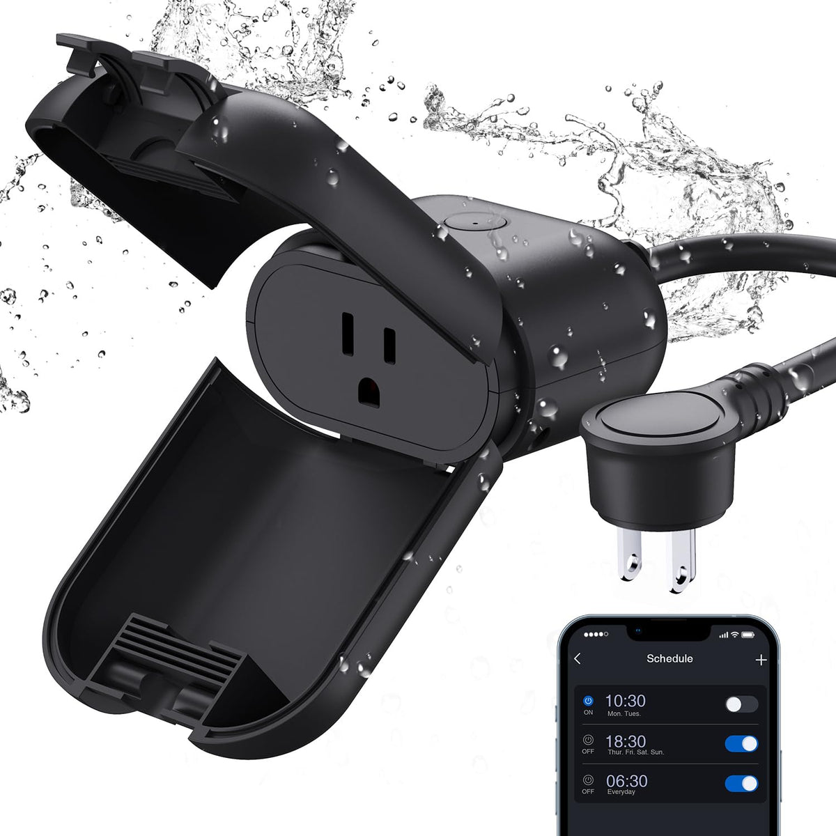 Outdoor Landscape Lighting LED 12V Low Voltage Outdoor Smart Plug 15A Wi-Fi Outlet Timer Compatible with Alexa and Google Assistant IP66 Waterproof Single Socket