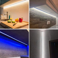 Outdoor Landscape Lighting LED 12V Low Voltage AC06 U-Shaped Silver or White Rectangular Aluminum Channel 3.3FT/1M For Max 12mm LED Strip Lights Pack of 10 or 20