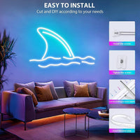 Outdoor Landscape Lighting LED 12V Low Voltage SLNR01 Dotless COB 2.2W/ft 6mmx12mm Smart Bluetooth RGB Neon LED Strip Light DC12V 36W IP65 Outdoor Rated Dimmable Low Voltage Silicone Rope Light with Mounting Clips and Screws