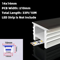 Outdoor Landscape Lighting LED 12V Low Voltage SC01 Black Silicone LED Channel with Flange Recessed Flexible Tube Cover 33ft/10M Roll 14x14mm