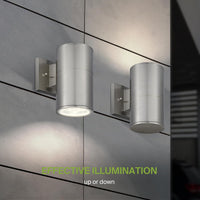 Outdoor Landscape Lighting LED 12V Low Voltage SCSH03 120V Line Voltage LED Aluminum Cylinder Up Down Light Mono Directional Sconce Lighting Medium Base Sockets