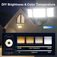 Outdoor Landscape Lighting LED 12V Low Voltage 65W Wired Smart Wi-Fi Outdoor LED Flood Light, 120V 2700K-6500K Tunable Security Light 6500LM, IP65 Compatible with Alexa/Google Home