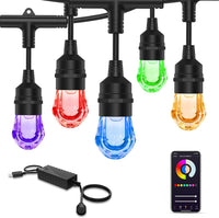 Outdoor Landscape Lighting LED 12V Low Voltage SLR102 LED RGBW Smart Bistro Acrylic String Lights Color Changing Outdoor Weatherproof 24V Edison Bulbs