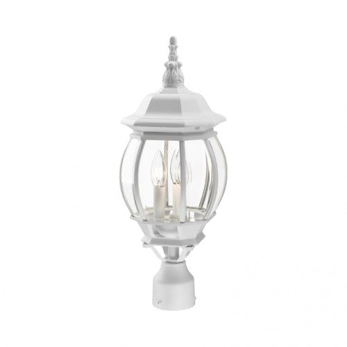 Outdoor Landscape Lighting LED 12V Low Voltage Frontenac Candelabra Base 3 Light Bulb Socket Medium Outdoor Post Top Lantern 21" x 8.5" Aluminum and Clear Beveled Glass, Textured White Finish 120V for Garden, Exterior Post - 7526-13