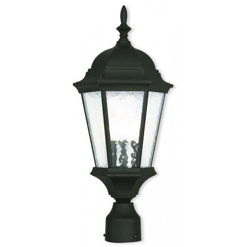 Outdoor Landscape Lighting LED 12V Low Voltage Hamilton Candelabra Base 3 Light Bulb Socket Medium Outdoor Post Top Lantern 21" x 9.5" Cast Aluminum and Clear Water Glass, Textured Black Finish 120V for Garden, Exterior Post - 75468-14