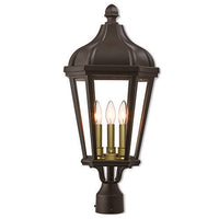 Outdoor Landscape Lighting LED 12V Low Voltage Morgan Candelabra Base 3 Light Bulb Socket Large Outdoor Post Top Lantern 25.25