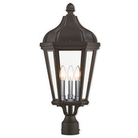 Outdoor Landscape Lighting LED 12V Low Voltage Morgan Candelabra Base 3 Light Bulb Socket Large Outdoor Post Top Lantern 25.25