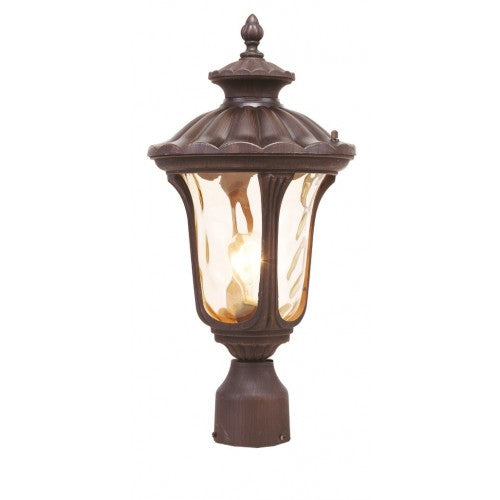 Outdoor Landscape Lighting LED 12V Low Voltage Oxford Medium Base 1 Light Bulb Socket Medium Outdoor Post Top Lantern 19" x 9.5" Cast Aluminum and Hand Blown Light Amber Water Glass, Imperial Bronze Finish 120V for Garden, Exterior Post - 7655-58