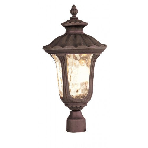 Outdoor Landscape Lighting LED 12V Low Voltage Oxford Candelabra Base 3 Light Bulb Socket Large Outdoor Post Top Lantern 22" x 11" Cast Aluminum and Hand Blown Light Amber Water Glass, Imperial Bronze Finish 120V for Garden, Exterior Post - 7659-58