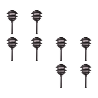 Outdoor Landscape Lighting LED 12V Low Voltage KL302 4x/8x/12x Package 12V AC/DC Aluminum Low Voltage Landscape Lighting 3 Tier Pagoda Path Light 3W 2700K Bulb Black 8 Pack