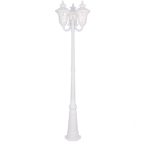 Outdoor Landscape Lighting LED 12V Low Voltage Oxford Medium Base 3 Light Bulb Socket Outdoor 3 Head Post 87" x 23" Clear Water Glass, White Finish 120V for Garden, Exterior Post - 7866-13