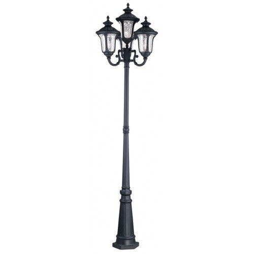 Outdoor Landscape Lighting LED 12V Low Voltage Oxford Medium Base 4 Light Bulb Socket Outdoor 4 Head Post 93" x 23" Clear Water Glass, Black Finish 120V for Garden, Exterior Post - 7869-14