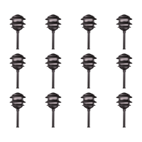 Outdoor Landscape Lighting LED 12V Low Voltage KL302 4x/8x/12x Package 12V AC/DC Aluminum Low Voltage Landscape Lighting 3 Tier Pagoda Path Light 3W 2700K Bulb Black 12 Pack