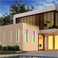 Outdoor Landscape Lighting LED 12V Low Voltage SCH16 2-Pack 32W RGB-IC Tunable White 39.4 Inch LED Rectangular Modern Outdoor Wall Sconce Light Dimmable 120V Line Voltage IP65
