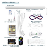 Outdoor Landscape Lighting LED 12V Low Voltage SLMS03 Intelligent LED COB Strip Light Stair Light Kit 10, 16 or 20 Stairs with Remote Control, Motion Sensor, RGB and Tunable 2700K/3000K/3500K/4000K/5000K,