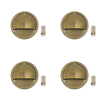 Outdoor Landscape Lighting LED 12V Low Voltage STBP06 Rein Cast Brass Round Half Moon 4x/8x/12x G4 2W Dimmable 2700K Package Step Deck Light Low Voltage Outdoor Landscape Lighting Antique Brass 4 Pack