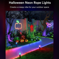 Outdoor Landscape Lighting LED 12V Low Voltage SLNR06 Dotless COB Smart Wi-Fi RGBAICW 1.45W/ft Neon LED Strip Light DC24V IP65 Outdoor Rated Dimmable Low Voltage Silicone Strip Light with Mounting Clips, Screws, Power Adapter and Remote Control