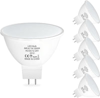 Outdoor Landscape Lighting LED 12V Low Voltage MR16 6-Pack 5W/7W 120° Flood Beam Angle Low Voltage 12V-24V LED Bulbs Package Energy Saving Waterproof Light CE & RoHS Certified 3000K Warm White 7W