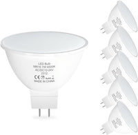 Outdoor Landscape Lighting LED 12V Low Voltage MR16 6-Pack 5W/7W 120° Flood Beam Angle Low Voltage 12V-24V LED Bulbs Package Energy Saving Waterproof Light CE & RoHS Certified 6500K Cool White 7W