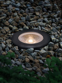 Outdoor Landscape Lighting LED 12V Low Voltage UNAL04 Essential Black Aluminum Round Surface Mount Up Lighting Integrated 3000K LED In-Ground Well Light Low Voltage Landscape Lighting