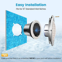 Outdoor Landscape Lighting LED 12V Low Voltage PL35 12V AC LED Stainless Steel Pool Light Jacuzzi Spa 6500K Cool White 3000LM Low Voltage Pool Light