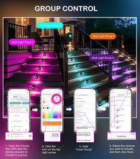 Outdoor Landscape Lighting LED 12V Low Voltage DLRA03 6 Pack 3W RGBCW Color Changing 2700K-6500K Round Waterproof LED Stairs Half Moon Deck Light Fixture