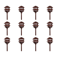 Outdoor Landscape Lighting LED 12V Low Voltage KL302 4x/8x/12x Package 12V AC/DC Aluminum Low Voltage Landscape Lighting 3 Tier Pagoda Path Light 3W 2700K Bulb Brown 12 Pack