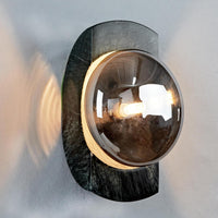 Outdoor Landscape Lighting LED 12V Low Voltage SCH13 Smoked Luster Veining Globe Solid Green Marble Indoor and Outdoor Wall Sconce Light 6.9